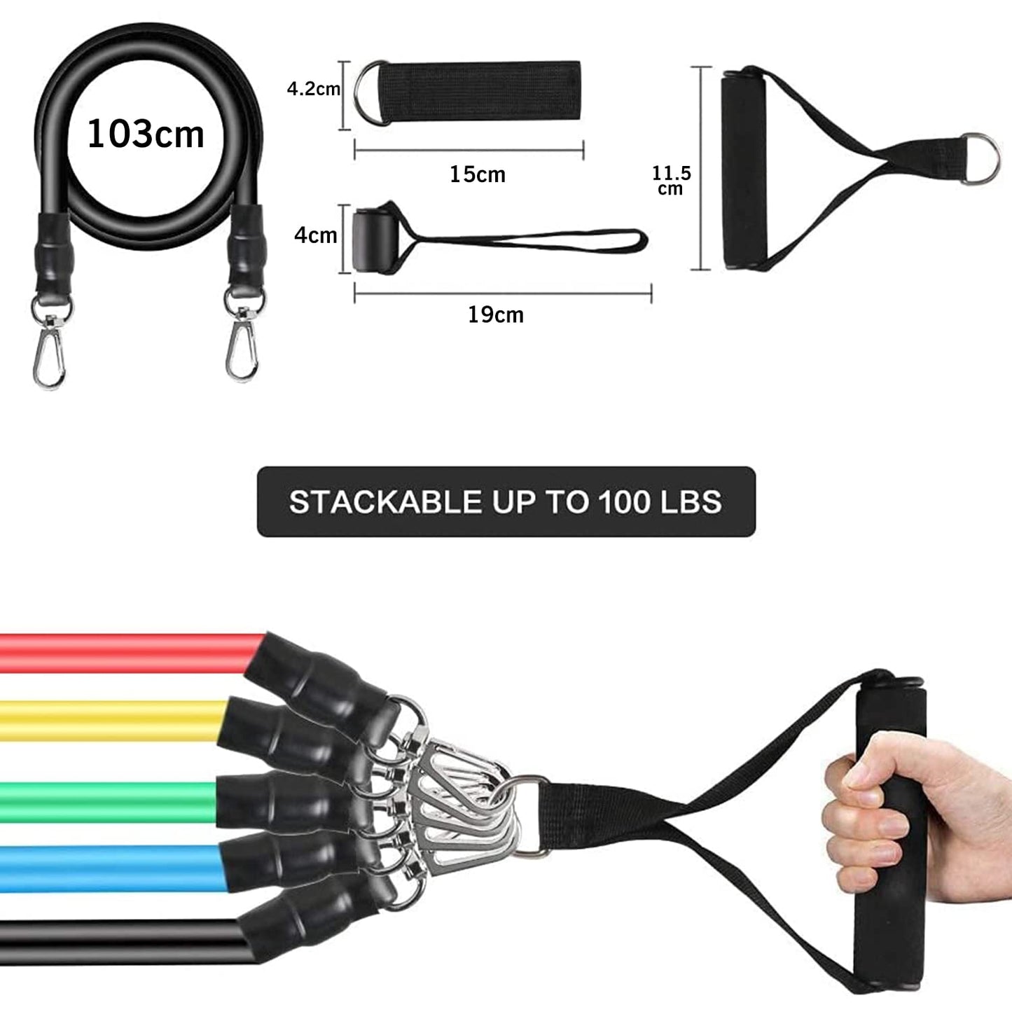 11 Pcs Resistance Band Set For Men & Women