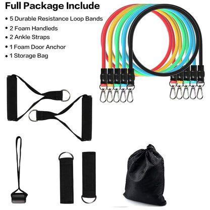 11 Pcs Resistance Band Set For Men & Women
